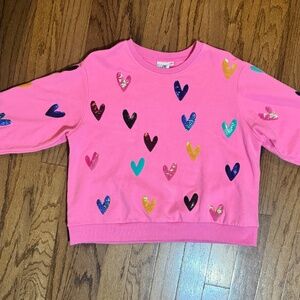 QUEEN OF SPARKLES Pink Heart Sequined Sweatshirt